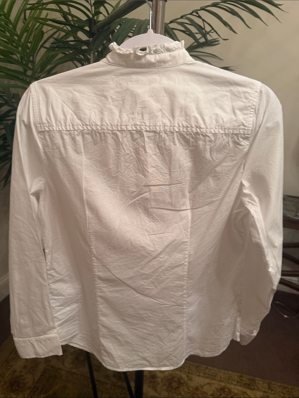 J. Crew White Ruffle Collar Button-Front Blouse - Picture 3 of 3